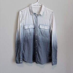 Calvin Klein Prototype Button Down Sample Shirt Minimalist Blue Umbre Women's M